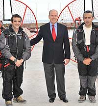 Frï¿½dï¿½ric Jacques and Gabriel Galtier with Prince Albert of Monaco